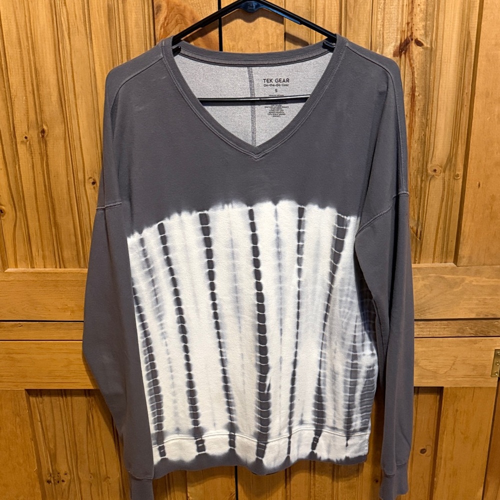 Tek Gear Women's Charcoal and White Striped Sweatshirt